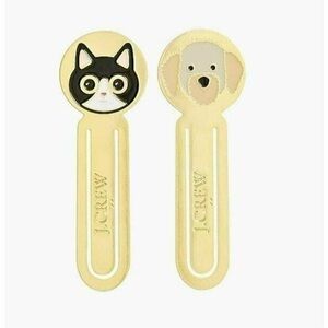 J Crew Bookmarks set-of-two dog and cat brass